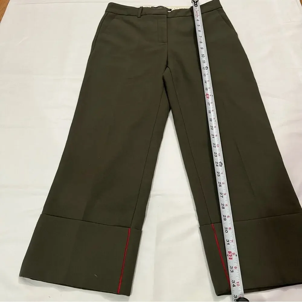Zara Basic Office Career Business Casual Cuffed Wide Leg Pants Pockets Size S